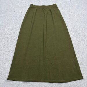 Eileen Fisher Skirt Women's XS Green Wool Full Length Jersey A Line Stretch Long